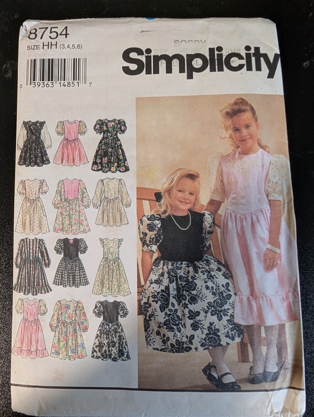 Vintage Simplicity 8754 Girls Dress Pattern Size HH 3-6 UNCUT